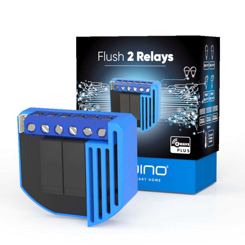 QUBINO - Micromodule commutateur 2 relais et consomètre Z-Wave+ ZMNHBD1 Flush 2 Relay