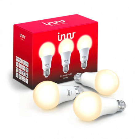INNR - Ampoule connectée type E27 - ZigBee 3.0 - Pack de 3 ampoules - Blanc chaud - 2700K