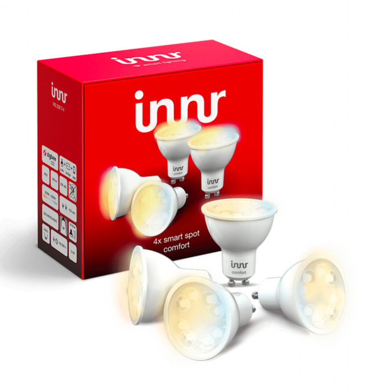 INNR - Ampoule connectée type GU10 - ZigBee 3.0 -Pack de 4 ampoules - Blanc réglable - 2200K à 5000K