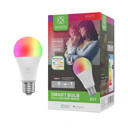 WOOX - Zigbee E27 RGB + CCT smart bulb (works with Google Assistant and Amazon Alexa)