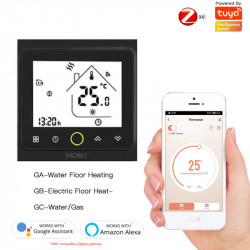 MOES - Thermostat Zigbee Noir plancher chauffant hydraulique