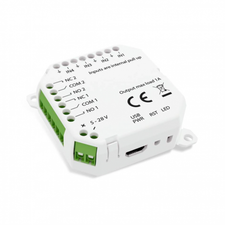 DOMADOO - Zigbee 3.0 IO module - 4 dry contact inputs + 2 NO/NC outputs (ON/OFF or pulse)