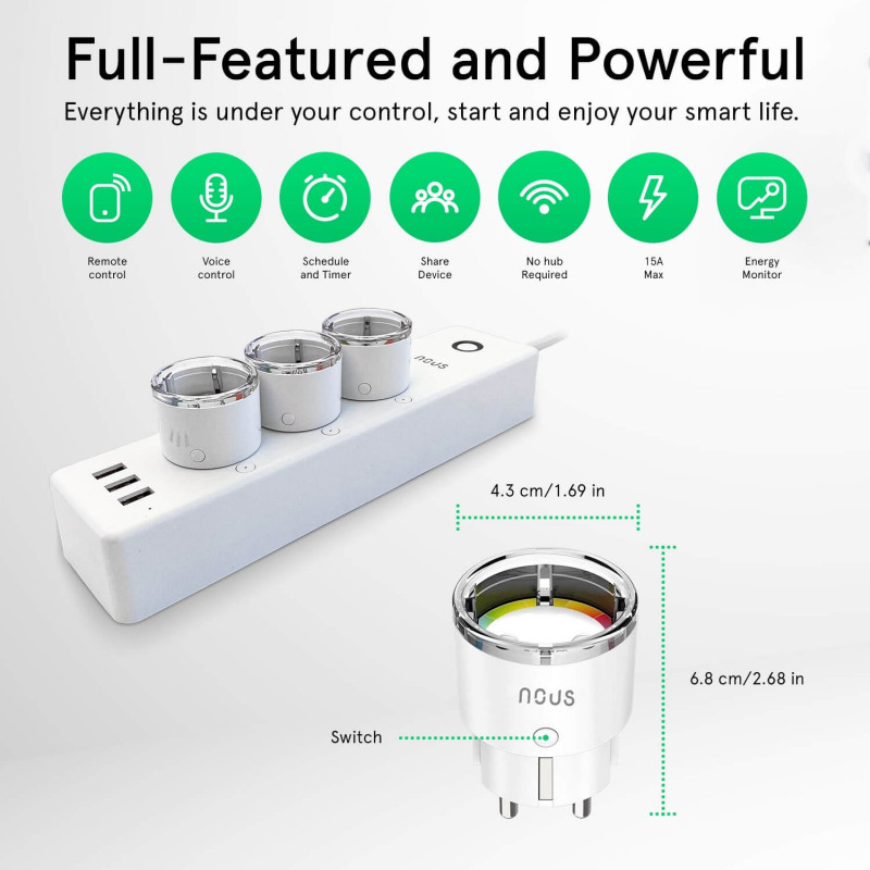 Smart Socket Nous A7 WiFi Smart Plug 16A with Power monitoring