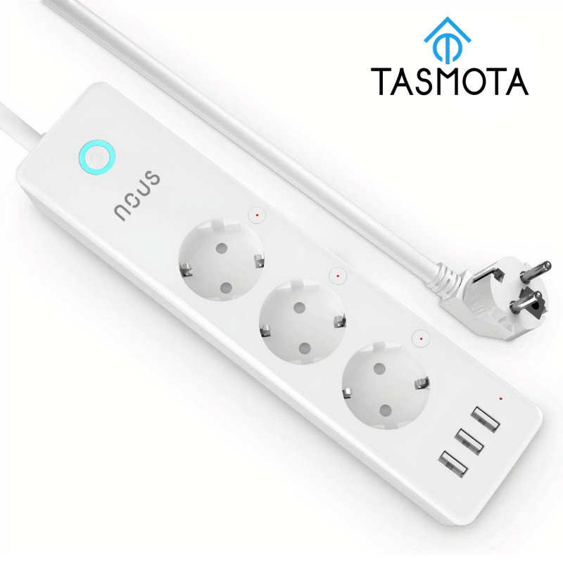 NOUS - TASMOTA 15A WIFI smart power strip with consumption measurement + 3 controllable USB ports
