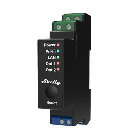 SHELLY - Module rail DIN 2 canaux Wi-Fi avec mesure d'énergie Shelly Pro 2PM