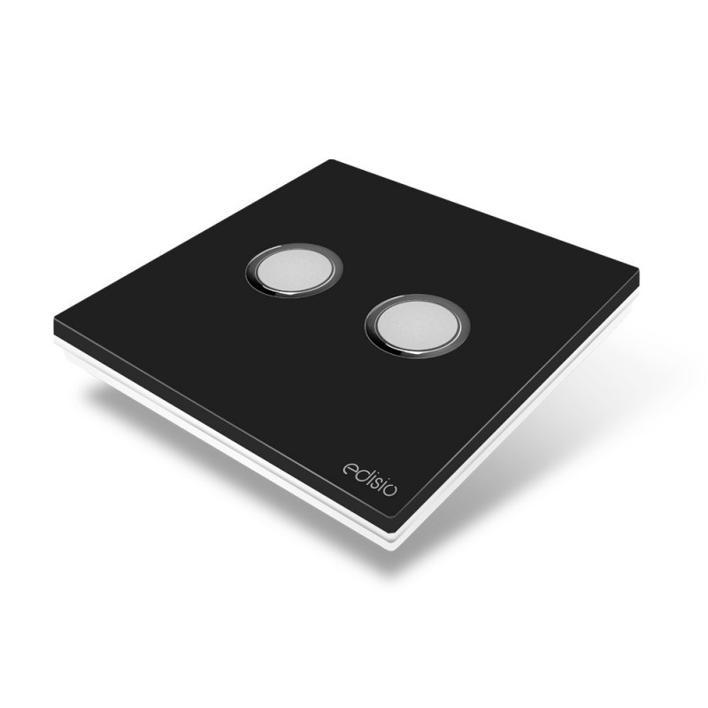 EDISIO - Interrupteur Elegance Noir 2 Touches Base Blanche