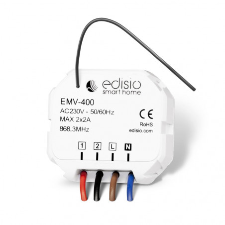 EDISIO - Récepteur 868,3 MHz 2x Marche/Arrêt ou Ouvrir/Stop/Fermer (2 x 2A)