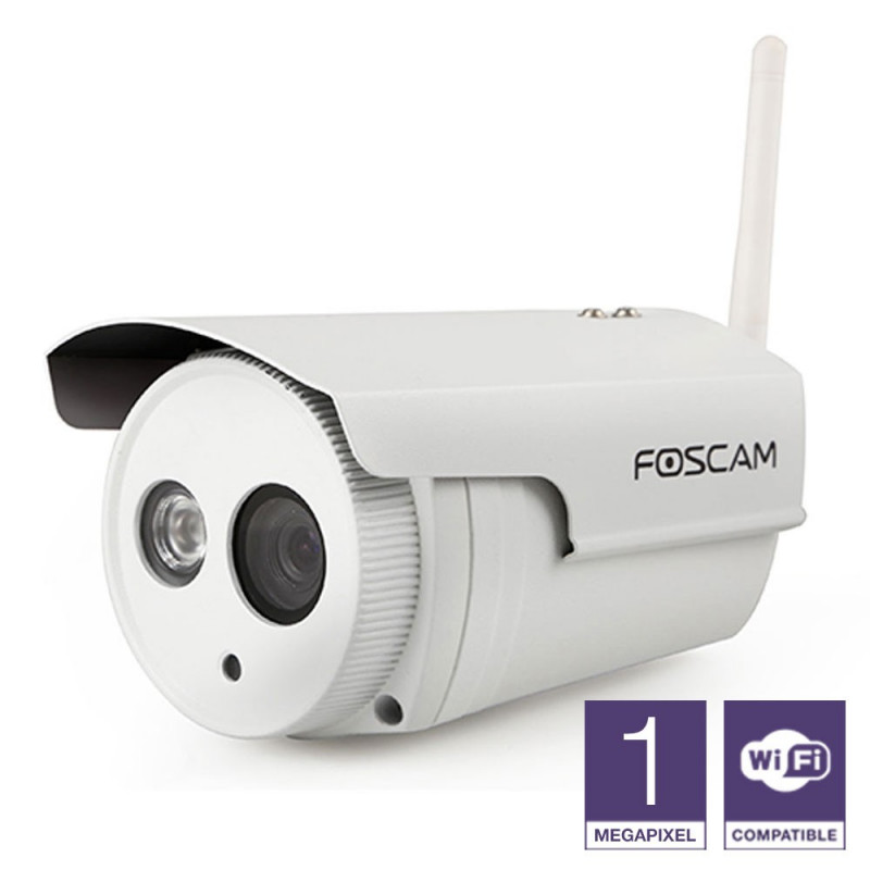 FOSCAM Caméra IP wifi HD extérieure infrarouge, P2P, 720p (H264), 1Mp, Blanc